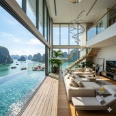 Tầm view độc bản: Trực diện vịnh Hạ Long và hồ nhạc nước – không gian thưởng lãm pháo hoa và cảnh sắc có 1-0-2.  với căn góc 3PN